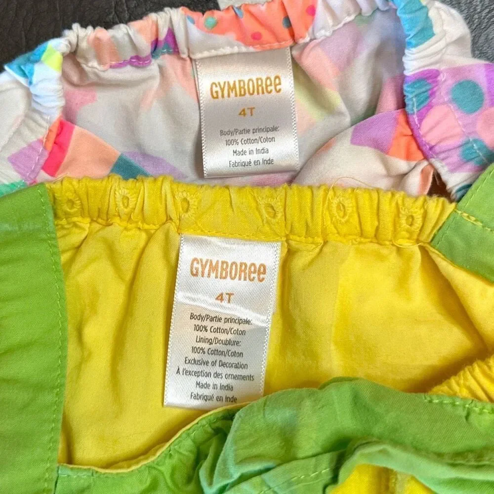 Gymboree 5-pc Tropical Set 4T GIRLS 2 Rompers, 1 Top, 1 shorts & Sandals Sz 10